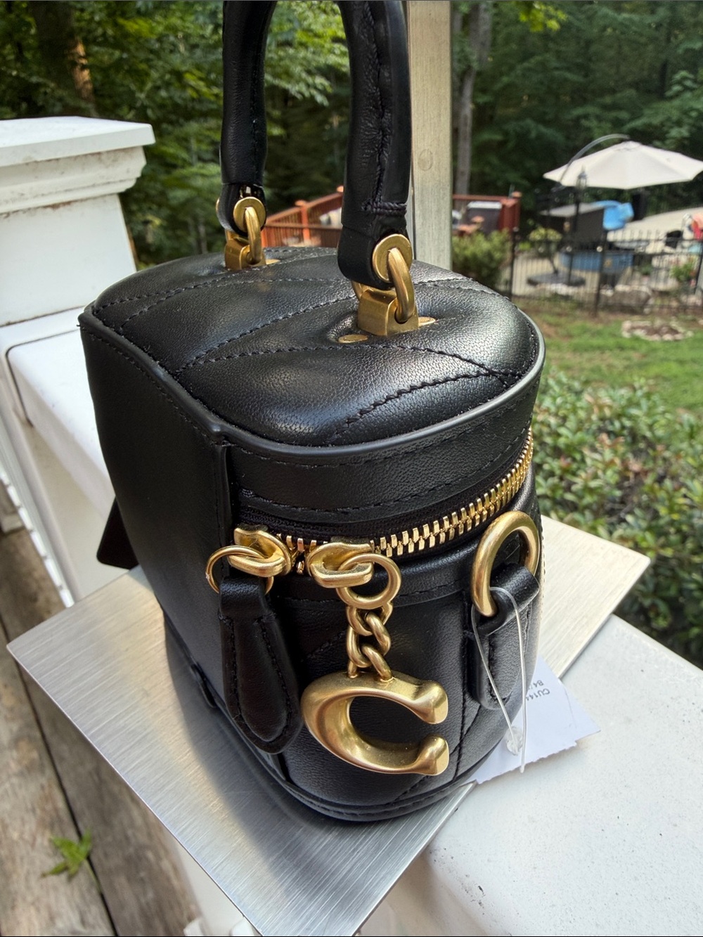 Coach NWT  Black Quilted Leather Trail Mini Crossbody Bag with Gold Hardware - Picture 7 of 14